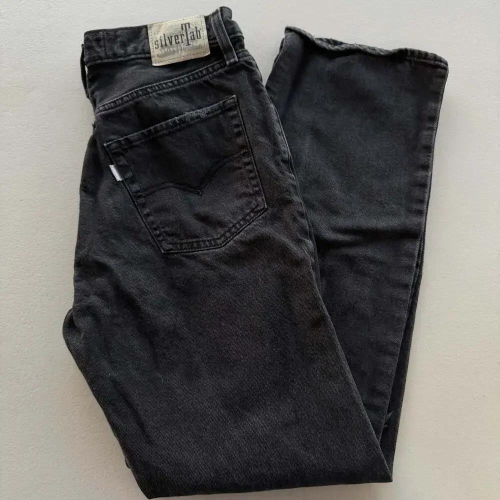 344 Levi's SilverTab '94 Baggy Distressed Black Jeans Size 29x31